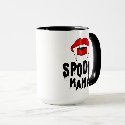 Halloween Café Mug Fangs Éffrayant maman (Devant droit)
