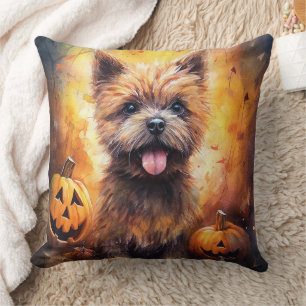 Halloween Cairn Terrier met Pompoenen Eng Kussen