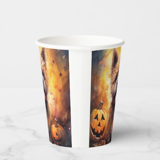 Halloween Cairn Terrier met pompoenen eng Papieren Bekers (Rechts)