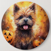 Halloween Cairn Terrier met pompoenen eng Ronde Button 6,0 Cm (Voorkant)