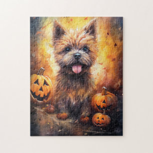 Halloween Cairn Terrier Met Pompoenen Griezelen Legpuzzel