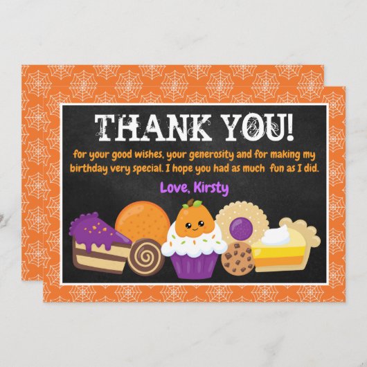 Halloween Cakes and Trees Birthday Bedankkaart (Voorkant / Achterkant)