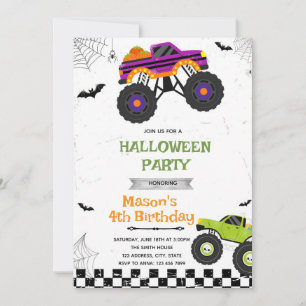 Halloween Camion Monster Anniversaire Invitation