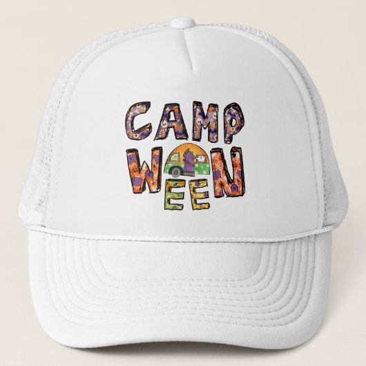 Halloween Camping | Word Pun Trucker Pet (Voorkant)