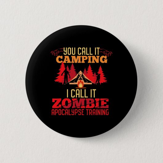 Halloween Camping Zombie Apocalypse Training Fun Ronde Button 5,7 Cm (Voorkant)