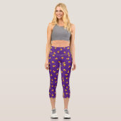 Halloween Candy Corn Motif Purple Capri Leggings (Recto)