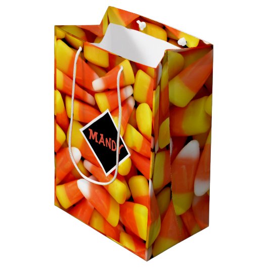 Halloween Candy Corn Personalize Medium Cadeauzakje (Voorkant Gekanteld)