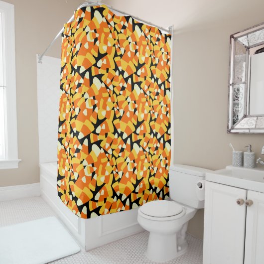 Halloween Candy Corn Seamless Pattern Douchegordijn (In situ)