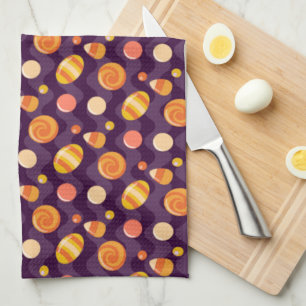Halloween Candy Corn Snoepjes op Paars Theedoek