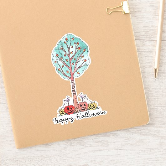 Halloween Candy Corn Tree Sticker (Notitieboek)