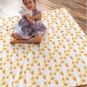 Halloween Candy Corn Waterverf Pattern Fleece Deken
