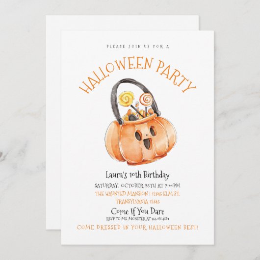 Halloween Candy Invitation d'anniversaire (Devant / Derrière)