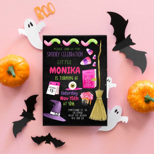 Halloween Candy Witch Anniversaire Invitation