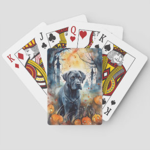 Halloween Cane Corso Met Pompoenen Griezelen Pokerkaarten