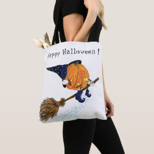 Halloween Canvas tas heks Pumpkin Flying Broom