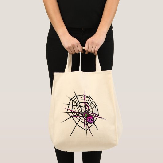 Halloween Canvas tas met spin en web (Voorkant (product))