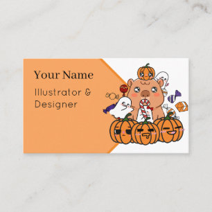 Halloween Capybara - Pompoen & Snoepfeestje Visitekaartje