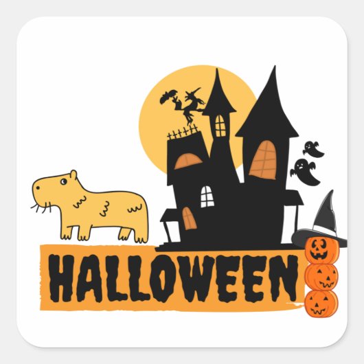 Halloween Capybara Vierkante Sticker (Voorkant)
