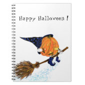 Halloween Carnet Sorcière Citrouille Volant Broom (Devant)
