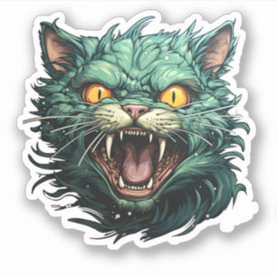 Halloween Cartoon Enge Groene Zombie Cat Sticker