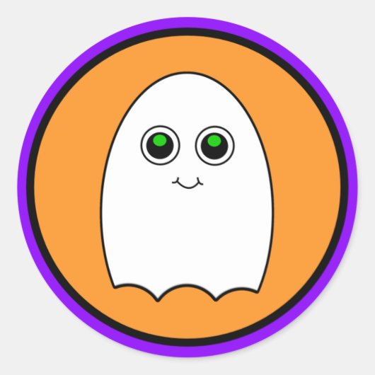 Halloween Cartoon Ghost Ronde Sticker (Voorkant)