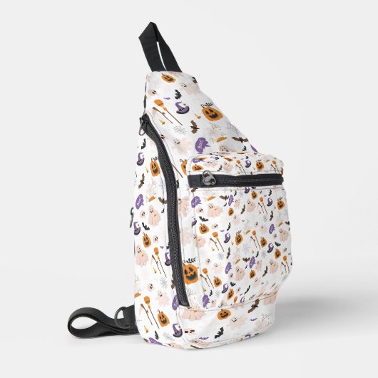 Halloween Cartoon Patroon Sling Bag (Linkerhoek)