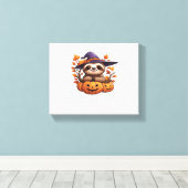 Halloween Cartoon Sloth Classic T-shirt Canvas Afdruk (Insitu (Houten vloer))