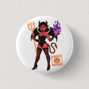 Halloween Cartoon Succubus - Donker en speels Ronde Button 3,2 Cm