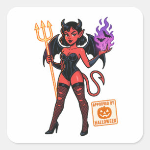 Halloween Cartoon Succubus - Donker en speels Vierkante Sticker