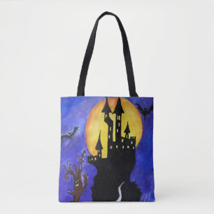 Halloween Castle Bats Arbre Sac fourre-tout de des