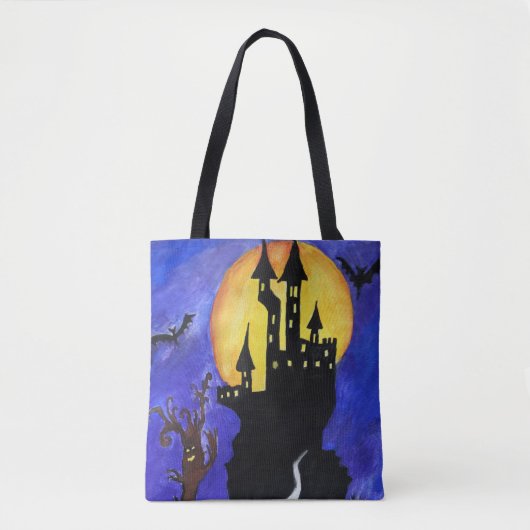 Halloween Castle Bats Arbre Sac fourre-tout de des (Devant)