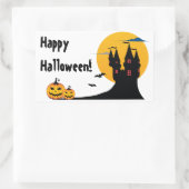 Halloween - Castle, Full Moon, Bats, Pumpkins Rechthoekige Sticker (Tas)