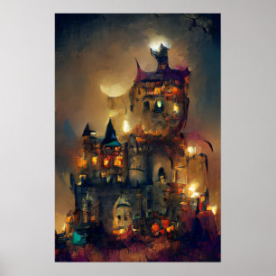 Halloween Castle, Ghost Castle, Japanse Art Poste Poster