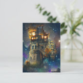 Halloween Castle, Halloween Ghost, Japanse Art P Briefkaart (Staand voorkant)