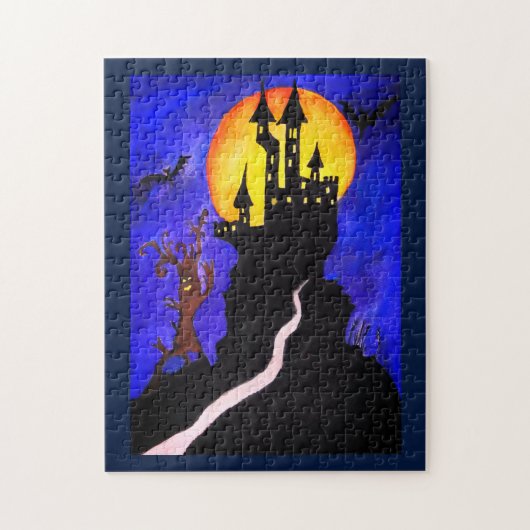 Halloween Castle Tree Photo Puzzle avec boîte cade (Vertical)