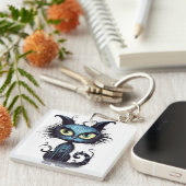 Halloween Cat #10 Digitale kunst Sleutelhanger (Voorkant Rechts)