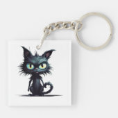 Halloween Cat #16 Digitale kunst Sleutelhanger (Achterkant)