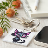 Halloween Cat #1 Digitale kunst Sleutelhanger (Voorkant Rechts)