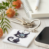 Halloween Cat #2 Digitale kunst Sleutelhanger (Voorkant Rechts)