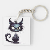 Halloween Cat #2 Digitale kunst Sleutelhanger (Achterkant)