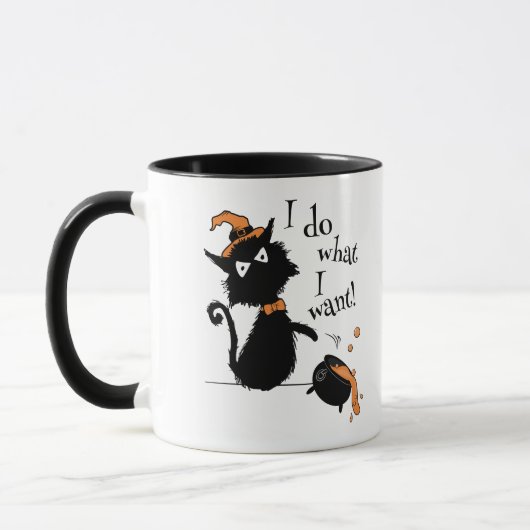 Halloween Cat and Cauldron - ik doe wat ik wil. Mok (Links)