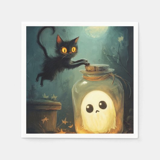Halloween Cat and Ghost beroemd gemaakt door Got Y Servet (Voorkant)
