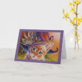 Halloween Cat and Mouse No. 1 Waterverf Art Kaart (Gele Bloem)