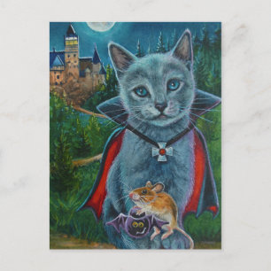 Halloween Cat and Mouse No. 3 Waterverf Art Briefkaart