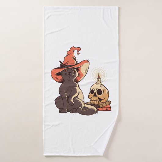 Halloween cat badhanddoek (Badhanddoek)