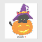 Halloween Cat, Black Cat, heks Pet, pompoen Sticker (Vel)