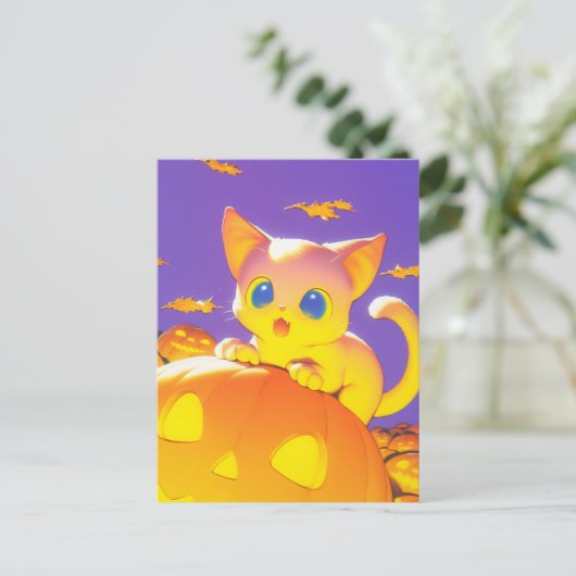 Halloween Cat Briefkaart (Staand voorkant)