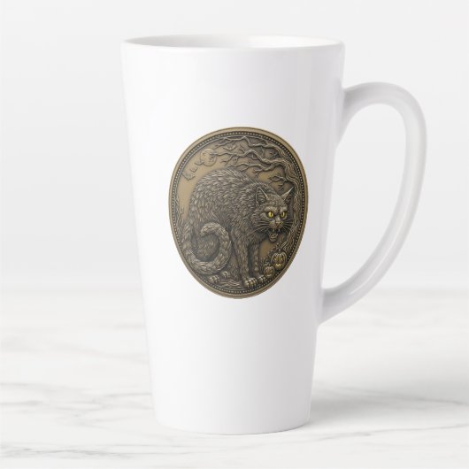 Halloween Cat Bronze Latte Mok (Rechts)