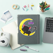 Halloween Cat, Cute Cat, Black Cat, Moon, Bat Sticker (iPad Cover)