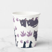 Halloween Cat en Bat Pattern Papieren Bekers (Rechts)